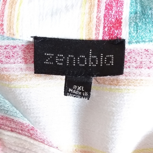 Zenobia Women's Striped High-Low Button Front Shirt - Picture 5 of 6